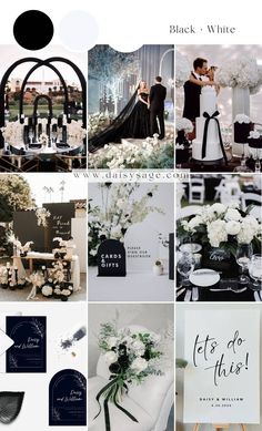 black and white wedding mood board