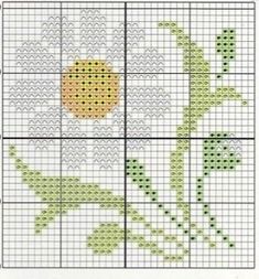 a cross stitch pattern with flowers on the front and side, as well as an image of