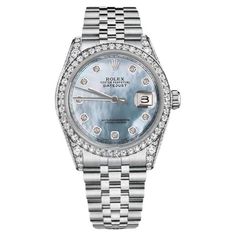 Blue Diamond Watches For Formal Occasions, Formal Blue Diamond Watches, Rolex Blue, Rolex Diamond Watch, Rolex Wrist Watch, Rolex Diamond, Rolex Watches Women, Rolex Women, Expensive Jewelry Luxury