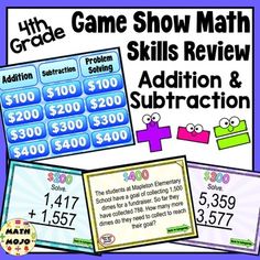 the game show math skills review addition and subtraction for 3rd grade students to use