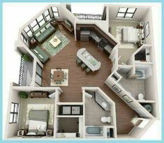 the floor plan of a two bedroom apartment with an attached kitchen and living room area