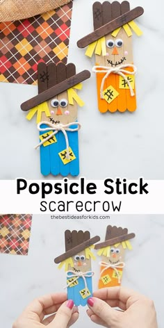 this popsicle stick scarecrow craft is so cute and easy to make