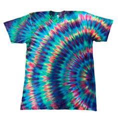 a colorful tie - dyed shirt on a white background