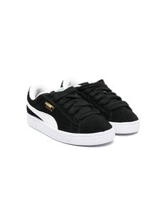 black/white calf suede/calf leather Formstrip logo logo stamp at side rubberised logo detail at the tongue branded heel counter logo at the sole perforated detailing round toe front lace-up fastening padded ankle leather lining branded insole flat rubber sole Versace Leather Jacket, Pretty Sneakers, Puma Kids, Tom Ford Handbags, Puma Suede, Golden Goose Shoes, Puma Sneakers, Sportswear Brand, Stella Mccartney Kids