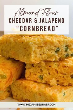 Jalapeño Cheddar Cornbread, made with almond flour, is not only scrumptious and moist but also packed with the perfect blend of spicy kick and creamy cheddar. You'll never miss the gluten in your baking again Cheddar Cornbread Recipe, Cornbread Recipe From Scratch, Jalapeño Cheddar Cornbread, Mexican Cornbread Recipe, Jalapeno Cheddar Cornbread, Cheddar Cornbread, Jalapeño Cornbread, Mexican Cornbread, Friendsgiving Food