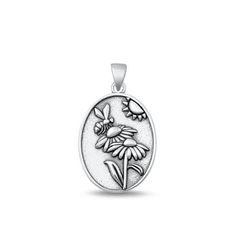 Sterling Silver Bee & Flower Pendant Oxidized Charm 925 New Jewelry Female Unisex All our silver jewelry is crafted from .925 silver also commonly referred to as sterling silver. Sterling silver is the standard for beautiful high-quality silver jewelry and cannot be replicated by lower priced silver plated jewelry. It is 92.5% pure silver, mixed with alloys to add strength and durability to stand the test of time. Keep your fine jewelry shiny and elegant by storing it properly. Jewelry needs to be stored in a dry area, preferably away from air in a jewelry box or plastic bag. Avoid exposure to harsh chemicals. Use a polishing cloth to remove tarnish build-up over time. Size: One Size.  Age Group: adult. Bee Flower, Tarnish Remover, Bee On Flower, Silver Plated Jewelry, New Jewelry, Flower Pendant, Pure Silver, Plastic Bag, Womens Watches