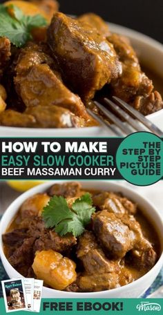 the cover of how to make easy slow cooker beef massaman curry by steve cook