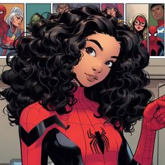 Homem aranha versão feminina, fogo de perfil, icon homem aranha. Spider Man Female, Anime Curly Hair, Curly Hair Drawing, Hair Icon, Black Curly Hair, Curly Hair Women, Curly Girl Hairstyles