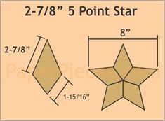 the star is shown with measurements for each point in the shape and width, as well as