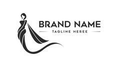 a woman in a long dress logo design