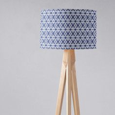 Blue and White Geometric Lamp Shade, Drum Lampshade, Lampshades, Table Lamp, Geometric, Retro Home Decor, Modern Decor, Mid Century Geometric Lampshade, Geometric Lamp, Small Lamp, Home Decor Modern