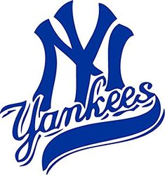 the new york yankees logo is shown in blue