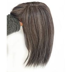 Dark Brown Grey Hair Topper Premium Synthetic Hair That Looks Natural Hair Topper Has Bangs Hair Length 10" Base Size: 5" x 5" Upgrade Your Look Fast with Apexhairs Toppers Realistic Center Part with Silk Base Brown Grey Hair, Grey Hair Topper, Grey Hair Extensions, Grey Blonde Hair, Grey White Hair, Fringe Bangs, Center Part, Hair Topper, Natural Wigs