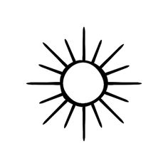 a black and white drawing of a sun