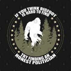 a bigfoot is hard to find in the forest with stars and trees around it