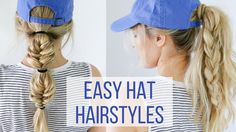 Easy Hat Hairstyles, Hiking Hair, Baseball Hat Hairstyles, Baseball Cap Hairstyles, Cap Hairstyles, Easy Work Hairstyles, Medium Hair, Up Girl