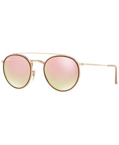 in stock Round Ray Bans, Rose Gold Frame, Pink Mirror, Pink Frames, Heart Face Shape, Sunglass Hut, Blue Lenses, Eyewear Accessories, Mens Gift Sets