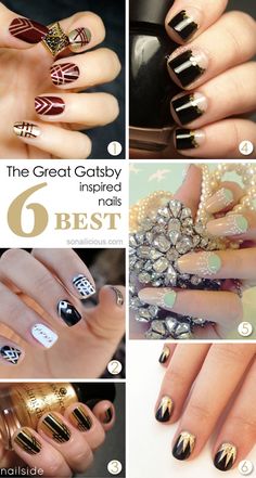 Gatsby Inspired Nails, 1920s Nails, Nail Art Tutorials, Art Deco Nails, Latest Nail Trends, Nail Care Tips, Inspired Nails, Halloween Nail Designs, Prom Nails