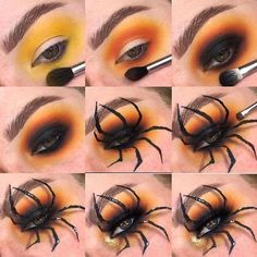 Halloween Makeup And Hair Ideas, Hallowen Schminke, Halloween Schminke, Halloween Eyeshadow, Spider Makeup