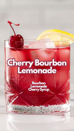 Cherry Bourbon Lemonade Alcoholic Lemonade Drinks, Bourbon Mixed Drinks, Bourbon Drinks Recipes, Whiskey Lemonade, Cherry Drink, Sweet Bourbon, Cherry Lemonade, Adult Beverages Recipes, Cherry Syrup