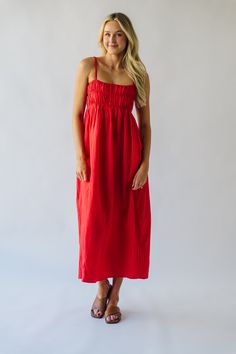 Get ready to turn heads in The Pisano Tank Maxi Dress in Cherry Red! This stunning dress features a flattering tank top style and a bold cherry red color, perfect for any occasion. With its versatile design, you can dress it up or down for a variety of looks. Be the life of the party in this playful and eye-catching dress! Details self/lining: 70% viscose + 30% linen Fabric Care Guide Here Sizing & Fit Measurements are approximate and taken while laying flat across the front. Not doubled. x-smal Cherry Red Color, Tank Maxi Dress, Nursing Friendly, Life Of The Party, Maxi Tank Dress, Cherry Red, Knit Tanks, Stunning Dresses, Dress Details