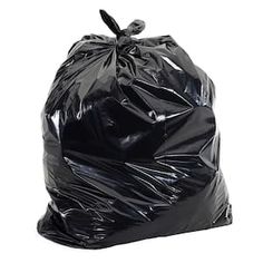 a black trash bag on a white background