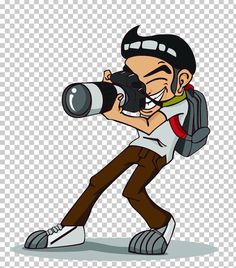 a man taking pictures with his camera, cartoon character transparent background png clipart