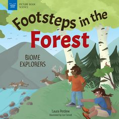 the book cover shows two children playing in the woods