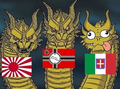 three dragon like creatures with flags in their mouths