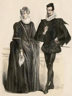 size: 12x9in Giclee Print: Couple of the German Nobility, around 1500 - Man and Woman of German Nobility, Mid-1500S. Antique H : Tudor Mens Fashion, German Dresses, 1500s Fashion, German Dress, History Project, Storybook Art, Oc Inspo, History Projects, German Art