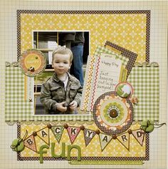 a scrapbook page with an image of a young boy