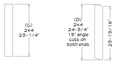 the height and width of two tall columns with numbers on each side, along with measurements for