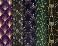 art deco wallpapers in different colors and patterns