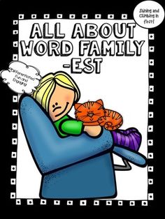 an image of a woman holding a cat with the caption all about word family est