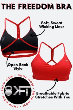 A strappy, open-back sports bra is a staple for any athleisure outfit. You’re sure to love the Freedom Bra from KFT Brands. Featuring high-quality removable pads for extra comfort and shape and an on trend open-back style. Shop our most popular sports bra now.│#KFTBrands #fitness #workoutclothes #athleticwear #athleisure #athleisurefashion #sportsbra #gymoutfit