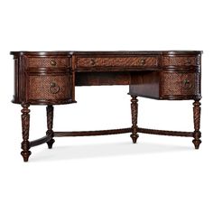 an antique wooden desk with two drawers and one drawer on the top, it is made out of wicker