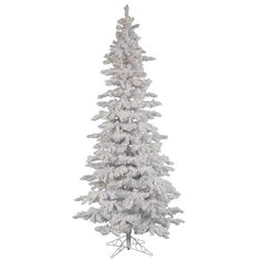 A893576LED_1000 Christmas Tree In Pot, White Flocked Christmas Tree, White Artificial Christmas Tree, Christmas Tree Clear Lights, Contemporary Christmas Trees, Slim Artificial Christmas Trees, Whimsical Tree, Tree In Pot, Flocked Christmas Tree