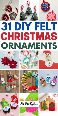 Create your own holiday magic with our DIY felt Christmas ornaments. These DIY felt Christmas crafts will add a personal touch to your Christmas tree decorations. Handcrafted with love, these homemade holiday decorations make perfect Christmas gifts. Explore our collection of Christmas sewing projects and discover the joy of crafting. Transform your tree with the warmth of personalized felt Christmas ideas and timeless holiday ornament ideas. You must try these DIY Christmas decorations today. Easy Felt Christmas Ornaments, Felt Ornament Patterns, Diy Felt Christmas, Felt Ornaments Diy, Felt Christmas Tree Decorations, Diy Felt Christmas Tree, Diy Christmas Ornaments Easy