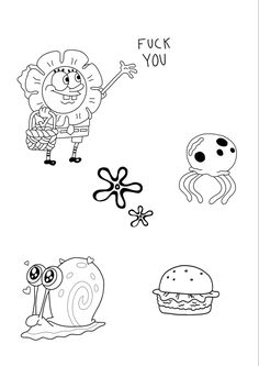 an image of cartoon characters coloring pages