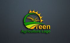 the green agriculture logo is shown on a dark gray background with yellow and green accents