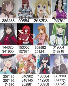 an image of anime characters and their names