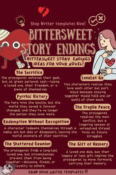 a poster with the words bittersweet story endings and an image of a woman holding