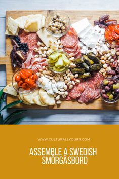 an assortment of assorted meats and cheeses on a cutting board with text overlay