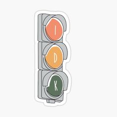 a traffic light sticker with the letter d on it's left hand side