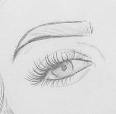 a pencil drawing of an eye with long lashes