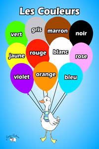 the words are in french and english on balloons that spell out what they're talking to