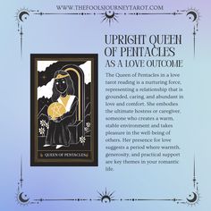 an article about the queen of pentacles in love with her name on it