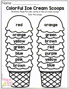 Color the Ice Cream Scoops! Summer School Activities, Homeschool Preschool Activities, Colorful Ice Cream, Kids Worksheets Preschool, Free Preschool Worksheets, Ice Cream Scoops, Kids Worksheets, Kids English