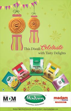 an advertisement for the celebration of diwali with tasty delights from madan