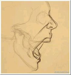 a pencil drawing of a man's face with his mouth open and tongue out